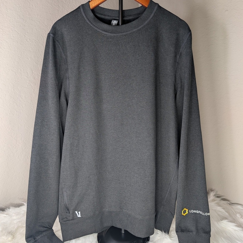 Vuori Ponto Performance Crewneck Women Size M Charcoal Grey Long fellows Sweater